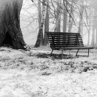 Opuštěná zimní lavička