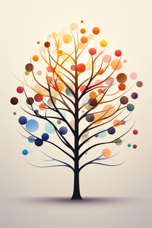 Strom s barevnými kruhy