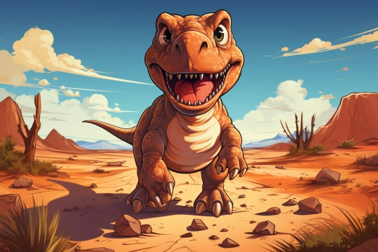 kreslený dinosaurus v poušti