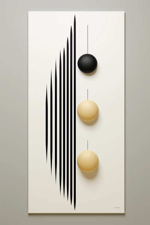 černobílé umění s kuličkami z provázku
