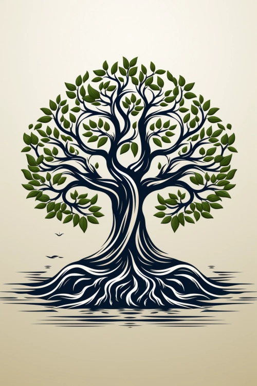 Strom s listy a kořeny
